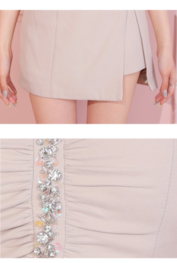 画像11: XSサイズあり【ROBE de FLEURS/ローブドフルール】バストビジュー/ ギャザー/ リッチ/ セットアップ/ ミニドレス/ キャバドレス[OF08] (11)