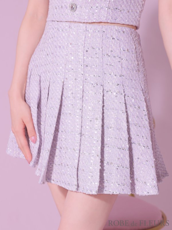 画像8: XSサイズあり【ROBE de FLEURS/ローブドフルール】ラメツイード/ ビジュー/ ボタン/ セットアップ/ ノースリーブ/ フレア/ ミニドレス/ キャバドレス[OF08] (8)