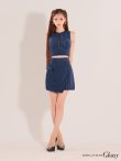 画像3: XSサイズあり【ROBE de FLEURS Glossy/ローブ・ド・フルール グロッシー】ノースリーブ/ バストジップ/ ラップ/ ベルト/ セットアップ/ ミニドレス/ キャバドレス[OF2] (3)