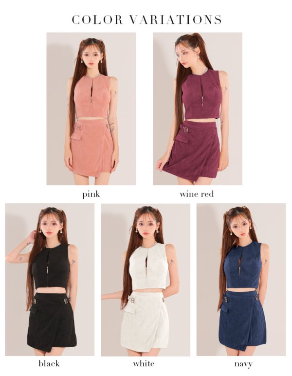 画像17: XSサイズあり【Glossy/グロッシー】ノースリーブ/ バストジップ/ ラップ/ ベルト/ セットアップ/ ミニドレス/ キャバドレス[OF08] (17)