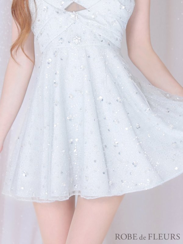 画像24: XSサイズあり【ROBE de FLEURS/ローブドフルール】ラメニット/ スパンコール/ フレア/ キャミ/ ミニドレス/ キャバドレス[OF08] (24)