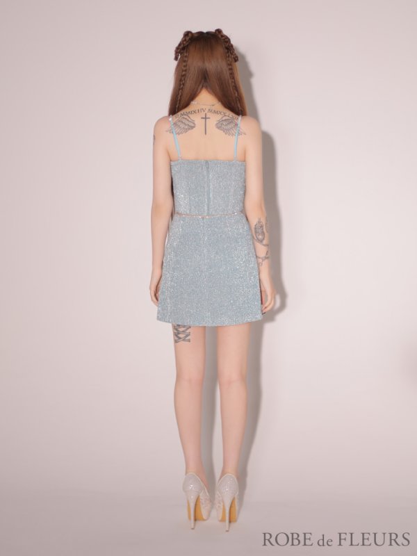 画像7: XSサイズあり【ROBE de FLEURS/ローブドフルール】スパークルラメニット/ ミニリボン/ タイト/ ミニドレス/ キャバドレス[OF08] (7)
