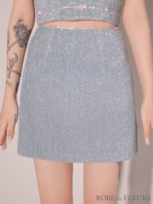 画像10: XSサイズあり【ROBE de FLEURS/ローブドフルール】スパークルラメニット/ ミニリボン/ タイト/ ミニドレス/ キャバドレス[OF08] (10)