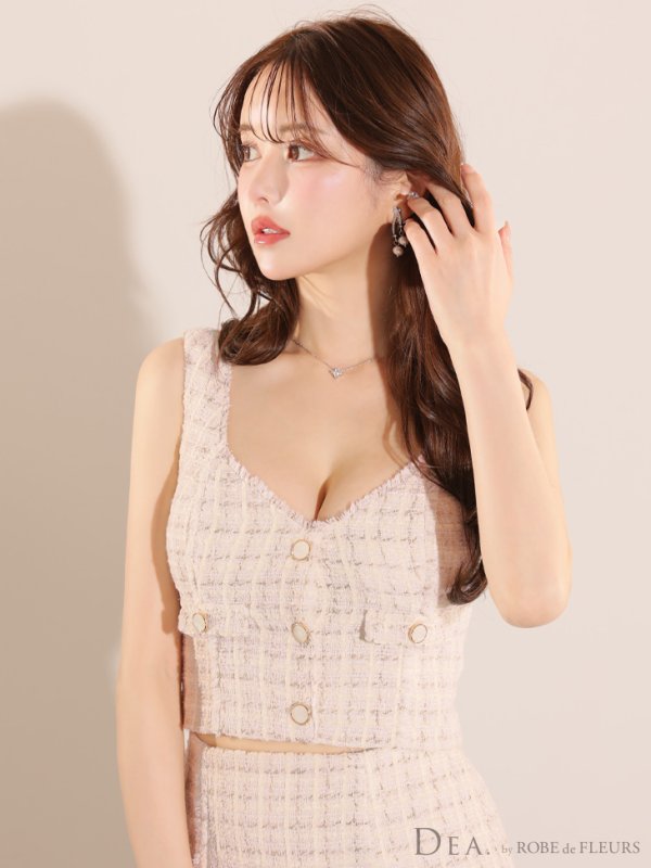 画像11: Lサイズあり【DEA./ディア】マーメイド/ ツイード/ ノースリーブ/ セットアップ/ ミディアムドレス/ キャバドレス【OF08】 (11)