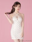 画像12: XSサイズあり【ROBE de FLEURS/ローブドフルール】サテンチュールリボン/ クロスネック/ タイト/ ミニドレス/ キャバドレス[OF2] (12)
