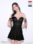 画像2: XSサイズあり【ROBE de FLEURS/ローブドフルール】リボン/ ラメニット/ バストジッパー/ フレア/ ドリーミー/ ミニドレス/ キャバドレス[OF2] (2)