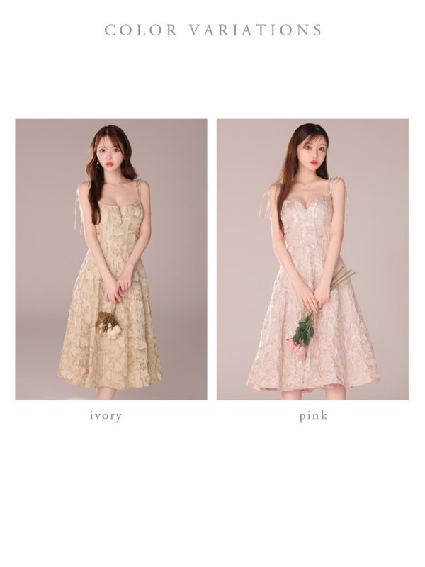 画像12: Lサイズあり【DEA./ディア】花柄ジャガード/ パイピング/ フレア/ ミモレ丈/ ミディアムドレス/ キャバドレス【OF08】 (12)