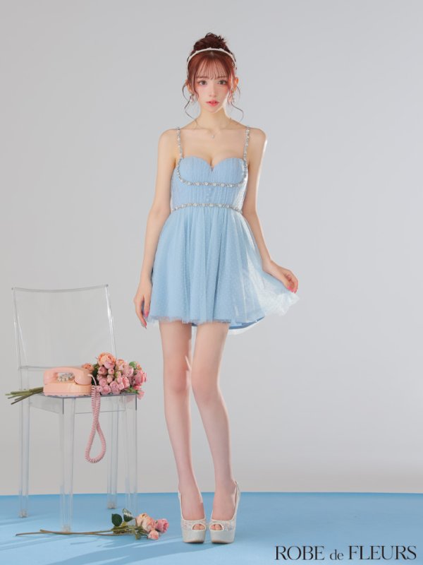 ブルー モデル：らいか　身長：163cm　着用サイズ：Sサイズ