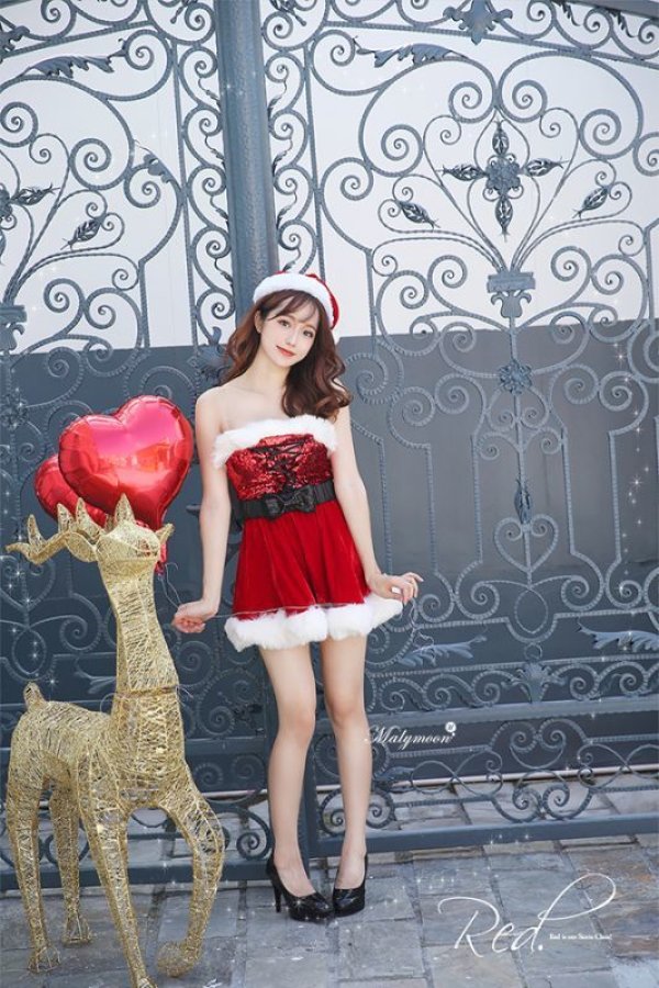 画像5: 【即日発送】【クリスマスコスプレ4点セット】【Malymoon/マリームーン】レースアップxウエストリボンサンタコスプレ【フリーサイズ/8カラー】[YMT] (5)