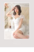 画像3: XSサイズあり【ROBE de FLEURS/ローブドフルール】スパンコール付き刺繍レース/ パフスリーブ/ 台形スカート/ ビジュー/ パール/ ミニドレス/ キャバドレス[OF2] (3)