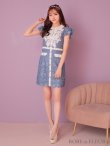 画像9: XSサイズあり【ROBE de FLEURS/ローブドフルール】襟付きリボン/ フラワーレース/ タイト/ ショートスリーブ/ ミニドレス/ キャバドレス[OF2] (9)