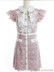 画像33: XSサイズあり【ROBE de FLEURS/ローブドフルール】襟付きリボン/ フラワーレース/ タイト/ ショートスリーブ/ ミニドレス/ キャバドレス[OF2] (33)