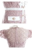 画像35: XSサイズあり【ROBE de FLEURS/ローブドフルール】襟付きリボン/ フラワーレース/ タイト/ ショートスリーブ/ ミニドレス/ キャバドレス[OF2] (35)