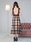 画像9: Lサイズあり【DEA. by ROBE de FLEURS/ディアバイローブドフルール】チュールチェック/ リボンショルダー/ ノースリーブ/ Aライン/ フレア/ ミモレ丈/ ワンピース/ ミディアムドレス/ キャバドレス[OF2] (9)
