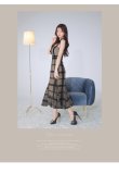 画像14: Lサイズあり【DEA. by ROBE de FLEURS/ディアバイローブドフルール】チュールチェック/ リボンショルダー/ ノースリーブ/ Aライン/ フレア/ ミモレ丈/ ワンピース/ ミディアムドレス/ キャバドレス[OF2] (14)
