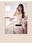 画像19: Lサイズあり【DEA. by ROBE de FLEURS/ディアバイローブドフルール】ラメツイード/ チェックオーガンジー/ キャミソール/ Aライン/ フレア/ ミモレ丈/ ミディアム丈/ ワンピース/ ミディアムドレス/ キャバドレス[OF2] (19)