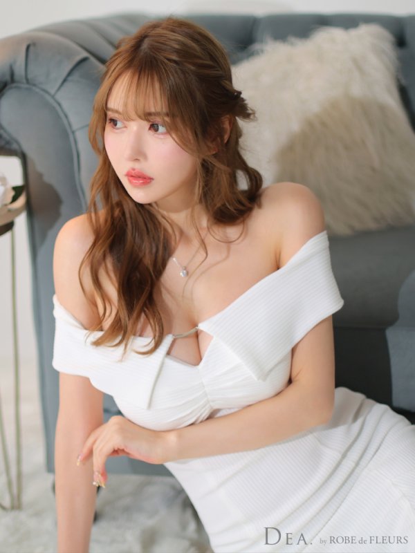 画像8: Lサイズあり【DEA./ディア】ワンカラー/ リブニット/ マーメイド/ オフショル/ ストレッチ/ ロングドレス/ キャバドレス long[OF08] (8)