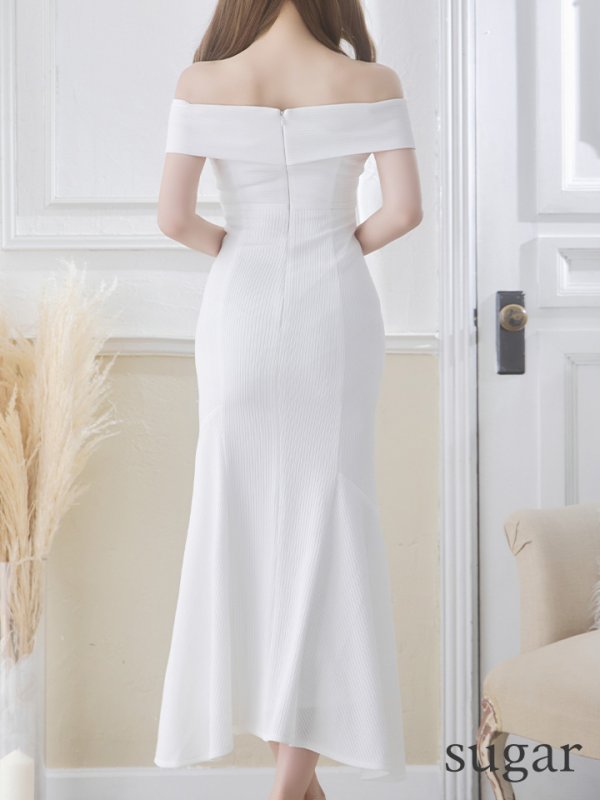 画像9: Lサイズあり【DEA./ディア】ワンカラー/ リブニット/ マーメイド/ オフショル/ ストレッチ/ ロングドレス/ キャバドレス long[OF08] (9)