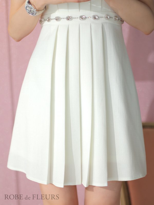 画像14: XSサイズあり【ROBE de FLEURS/ローブドフルール】スプリングツイード/ ビジュー/ ノースリーブ/ フレア/ ミニドレス/ キャバドレス[OF2]【一部予約商品/7月下旬発送予定】 (14)