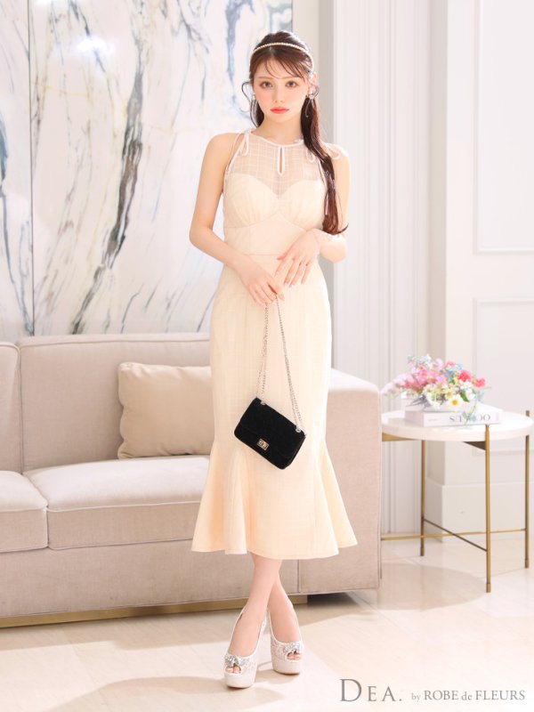 画像19: Lサイズあり【DEA./ディア】デコルテシアー/ チェック/ マーメイド/ ミディアムドレス/ キャバドレス【OF08】 (19)