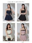 画像15: XSサイズあり【ROBE de FLEURS Glossy/ローブ・ド・フルール グロッシー】ハンサムダブルベルト/ セットアップ/ ベア/ キャミ/ 2way/ プリーツ/ フレア/ ミニドレス/ キャバドレス[OF2] (15)