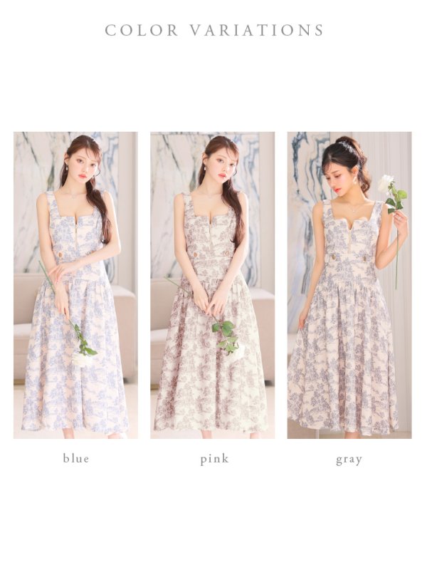 画像15: Lサイズあり【DEA./ディア】ジャガード/ バストジッパー/ フレア/ ロング/ ミディアムドレス/ キャバドレス[OF08] (15)