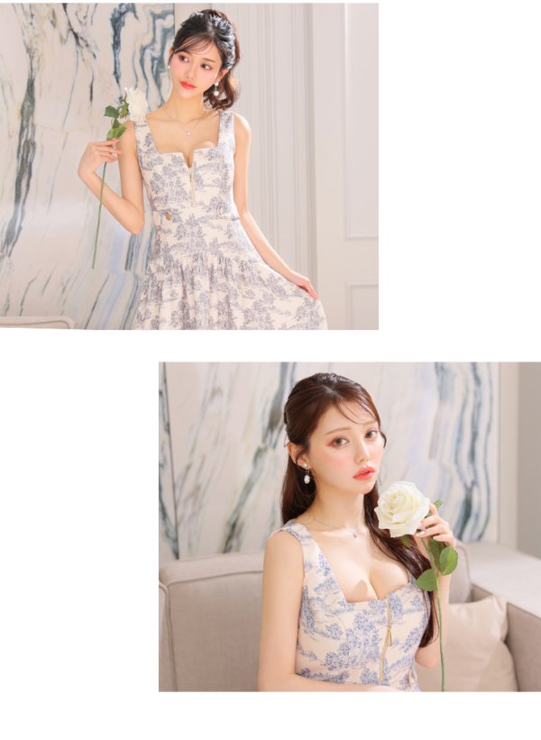 画像10: Lサイズあり【DEA./ディア】ジャガード/ バストジッパー/ フレア/ ロング/ ミディアムドレス/ キャバドレス[OF08] (10)