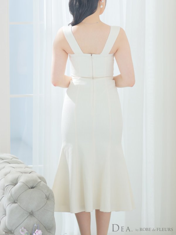 画像14: Lサイズあり【DEA./ディア】ウエストクロス/ リブニット/ マーメイド/ ノースリーブ/ ミディアムドレス/ キャバドレス[OF08] (14)