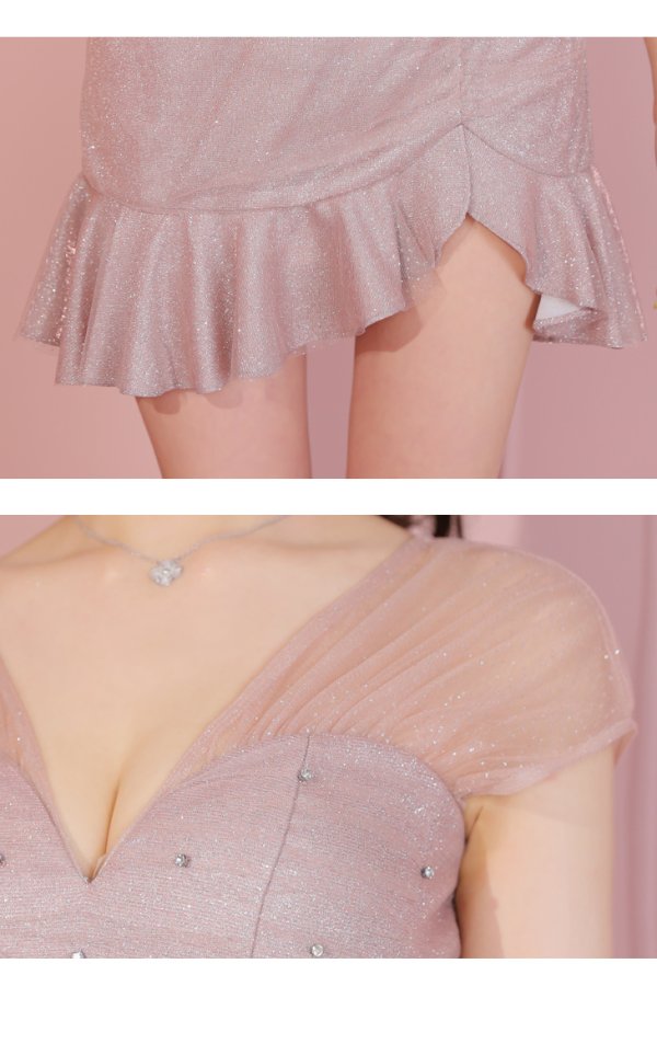 画像27: XSサイズあり【ROBE de FLEURS/ローブドフルール】フェアリーショルダーチチュール/ フリル/ タイト/ セットアップ/ ミニドレス/ キャバドレス[OF08] (27)