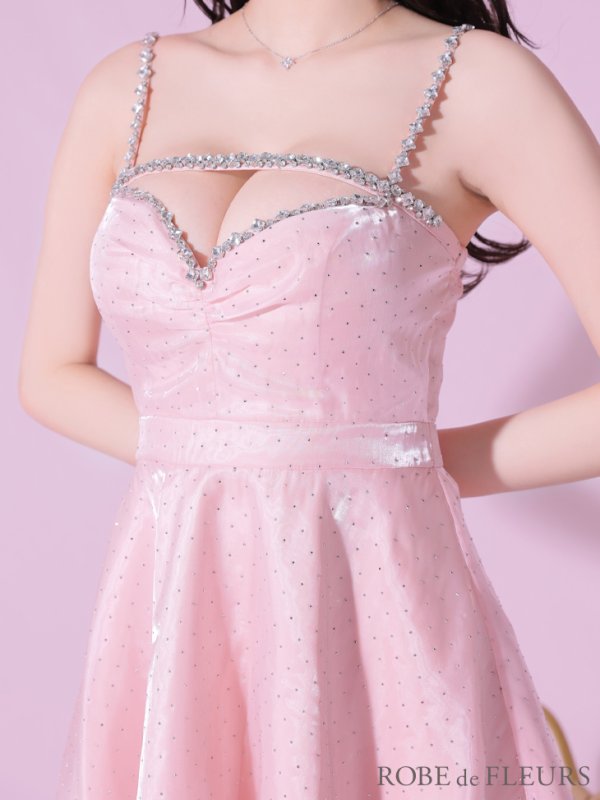 画像8: XSサイズあり【ROBE de FLEURS/ローブドフルール】ストーン/ サテン/ バストビジュー/ フレア/ キャミソール/ ミニドレス/ キャバドレス[OF08] (8)