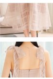 画像46: XS-Lサイズあり【DEA. by ROBE de FLEURS/ディアバイローブドフルール】肩リボン/ チェック柄/ オーガンジー/ フレア/ ロング/ キャミ/ ミディアムドレス/ キャバドレス[OF2] (46)