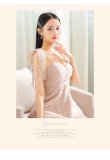 画像18: XS-Lサイズあり【DEA. by ROBE de FLEURS/ディアバイローブドフルール】肩リボン/ チェック柄/ オーガンジー/ フレア/ ロング/ キャミ/ ミディアムドレス/ キャバドレス[OF2] (18)