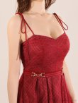 画像13: Lサイズあり【DEA.by ROBE de FLEURS/ディアバイローブドフルール】チュールチェック/ ベルトデザイン/ キャミ/ フレア/ ミモレ丈/ ミディアムドレス/ キャバドレス[OF2] (13)