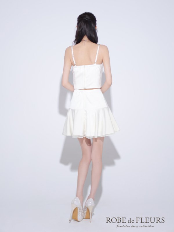 画像10: XSサイズあり【ROBE de FLEURS/ローブドフルール】センターリボン/ 2way/ フレア/ セットアップ/ ミニドレス/ キャバドレス[OF08] (10)