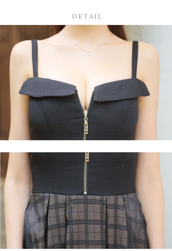 画像13: Lサイズあり【DEA./ディア】ボリューム / チェック/ ツイード/ フレア/ ワンピース/ ロングドレス/ キャバドレス long[OF08] (13)