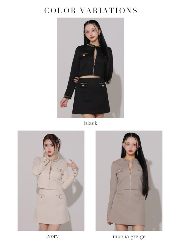 画像15: Lサイズあり【Glossy/グロッシー】ロングスリーブ/ ツイード/ ジャケット/ セットアップ/ フレア/ ミニドレス/ キャバドレス[OF2] (15)