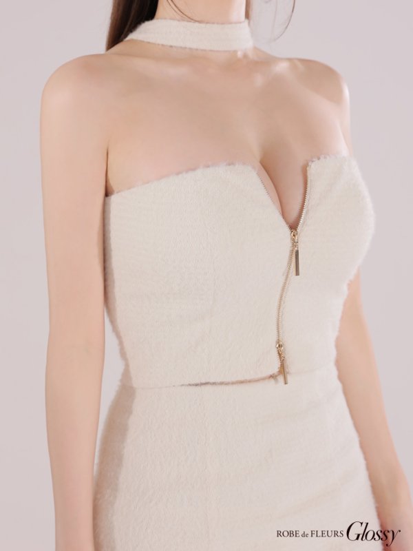 画像12: XSサイズあり【Glossy/グロッシー】バストジップ/ ストレッチニット/ シンプル/ セットアップ/ ミニドレス/ キャバドレス[OF08] (12)