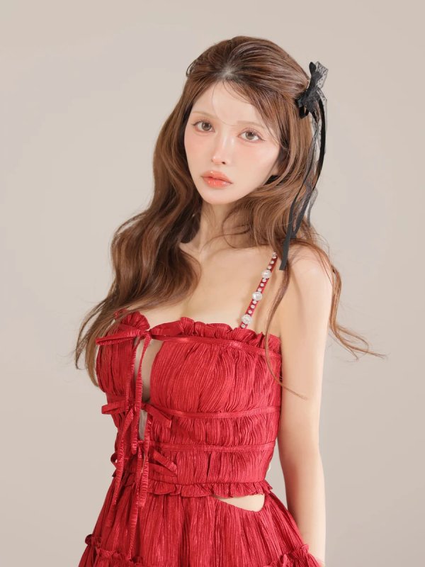 ワインレッド　モデル：まりん　身長：164cm　着用サイズ：Sサイズ