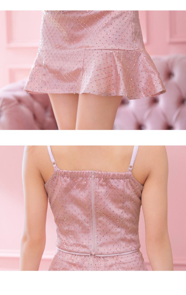 画像25: XSサイズあり【ROBE de FLEURS/ローブドフルール】スパンコール/ ドットチュール/ キャミソール/ ビジュー/ フレア/ セットアップ/ ミニドレス/ キャバドレス[OF08] (25)