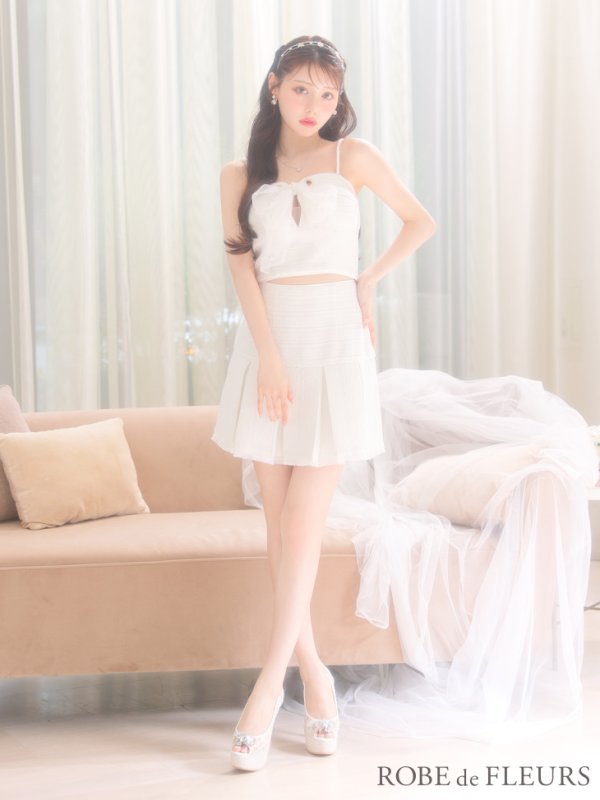 画像30: XSサイズあり【ROBE de FLEURS/ローブドフルール】ドリーミーパール/ チュールリボン/ セットアップ/ フレア/ ミニドレス/ キャバドレス[OF08] (30)