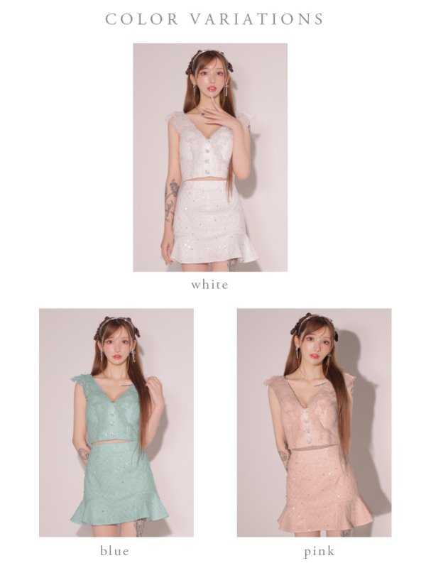 画像13: XSサイズあり【ROBE de FLEURS/ローブドフルール】ナチュラルレース/ ノースリーブ/ バックリボン/ セットアップ/ フレア/ ミニドレス/ キャバドレス[OF08] (13)