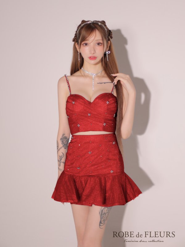 画像26: XSサイズあり【ROBE de FLEURS/ローブドフルール】シンプル/ ビジュー/ ラメニット/ フリル/ チュール/ フレア/ ミニドレス/ キャバドレス[OF2] (26)