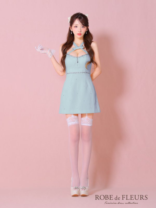 ブルー モデル：らいか　身長：163cm　着用サイズ：Sサイズ