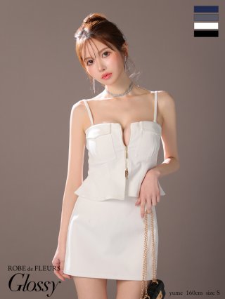 Robe de Fleurs Glossy ドレス ホワイト ROBE de FLEURS Glossy】ジップドレス - sugar