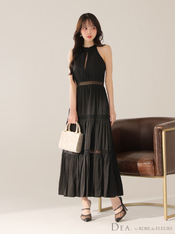 画像34: 【天海りこ/関西コレクション着用】Lサイズあり【DEA./ディア】リボンタイ/ スカラップレース/ フレア/ ロングドレス/ キャバドレス long[OF08] (34)