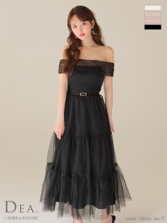 【DEA./ディア】ラメチュール/ オフショルダー/ ロング/ ワンピース/ ミモレ丈/ ミディアムドレス/ キャバドレス long