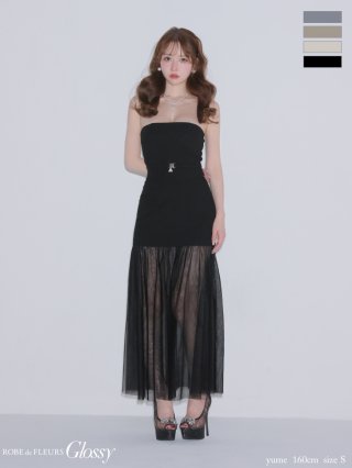 ROBE de FLEURS Glossy ブラックキャバドレス ROBE de FLEURS Glossy】ロングドレス - sugar