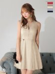 画像16: XSサイズあり【DEA.by ROBE de FLEURS/ディアバイローブドフルール】チェック柄/ 刺繍レース/ フロントジッパー/ ノースリーブ/ ワンカラー/ フレア/ ミニドレス/ キャバドレス[OF2] (16)