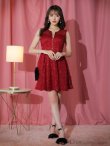 画像21: XSサイズあり【DEA.by ROBE de FLEURS/ディアバイローブドフルール】チェック柄/ 刺繍レース/ フロントジッパー/ ノースリーブ/ ワンカラー/ フレア/ ミニドレス/ キャバドレス[OF2] (21)