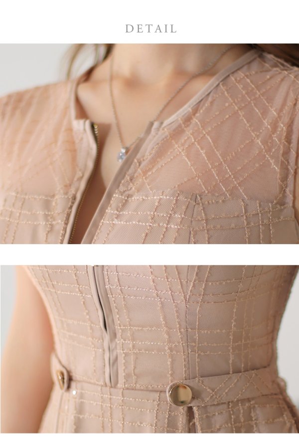 画像27: XSサイズあり【DEA./ディア】チェック柄/ 刺繍レース/ フロントジッパー/ ノースリーブ/ ワンカラー/ フレア/ ミニドレス/ キャバドレス[OF08] (27)